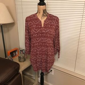 Pretty Cato Maroon Blouse with white dots!